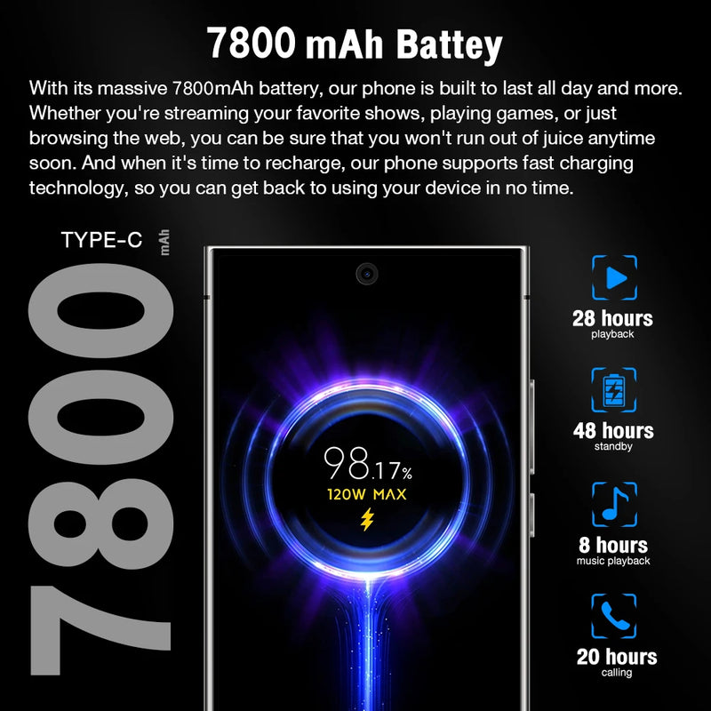 2025 Mobile Phones S26 Ultra 7.3HD Cellphones 22G+2T Original Smartphone Dual SIM Android 14 7800mAh 5G Phone