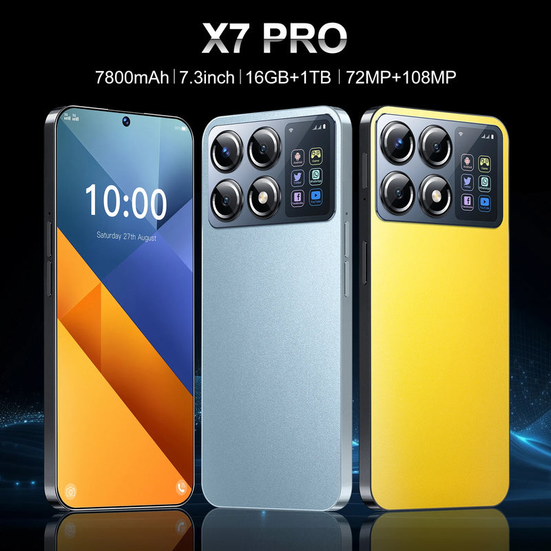 X7 Pro 2024 New Smartphone 7.3 inch Full Screen 4G/5G Cell Phone 16TB+1TB 7800mAh Mobile Phones 108MP Global Version Celulares