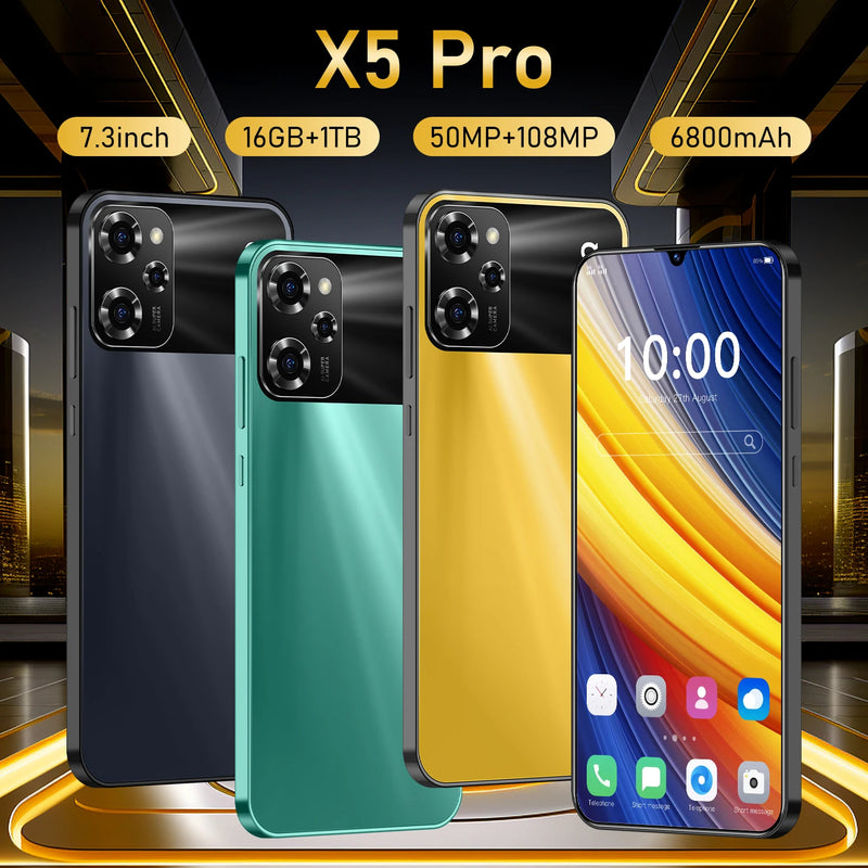 2025 HOT X5 Pro Smartphone Snapdragon 8 Gen 3 72MP+108MP Cellphone Android Unlocked Mobile Phone Celular Nfc