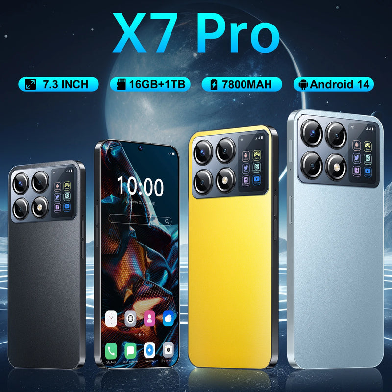 X7 Pro 2024 New Smartphone 7.3 inch Full Screen 4G/5G Cell Phone 16TB+1TB 7800mAh Mobile Phones 108MP Global Version Celulares