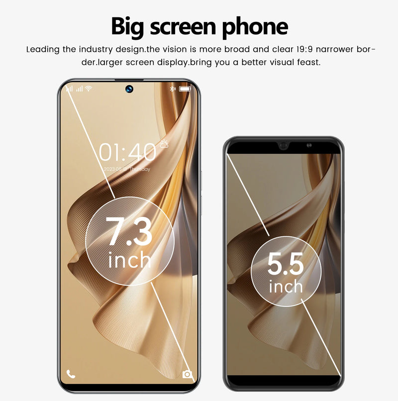 2025 New Reno 10 Pro Smartphone 7.3 inch Full Screen 5G Cell Phone 16TB+1TB 7800mAh Mobile Phones 108MP Global Version Celulares