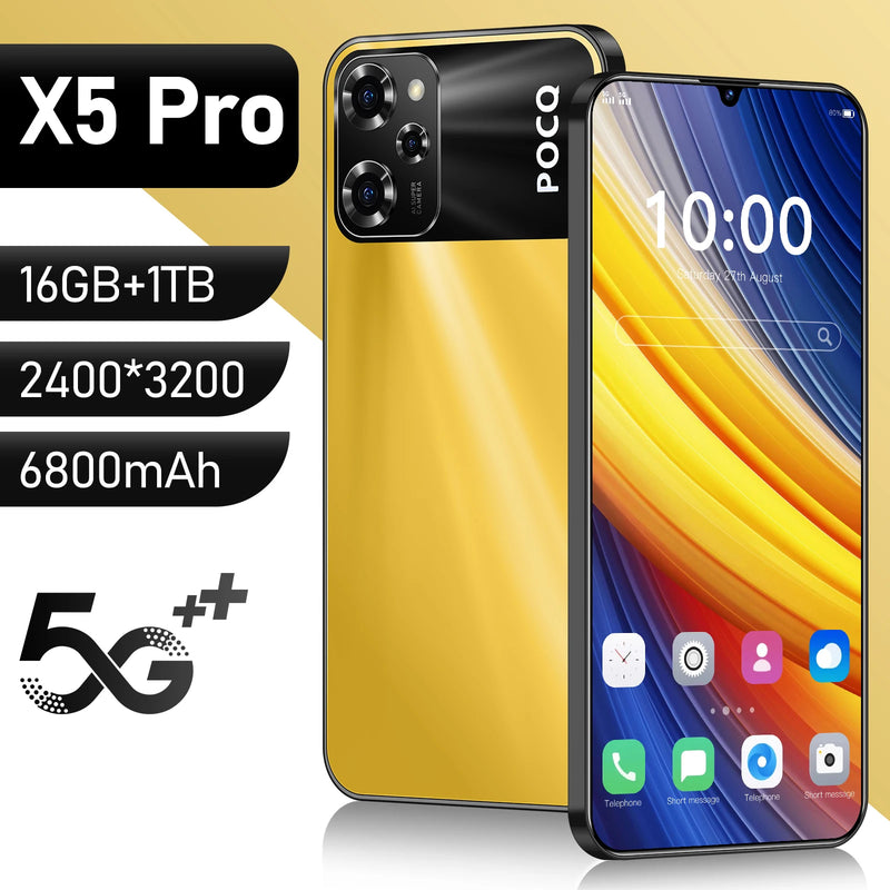 2025 HOT X5 Pro Smartphone Snapdragon 8 Gen 3 72MP+108MP Cellphone Android Unlocked Mobile Phone Celular Nfc