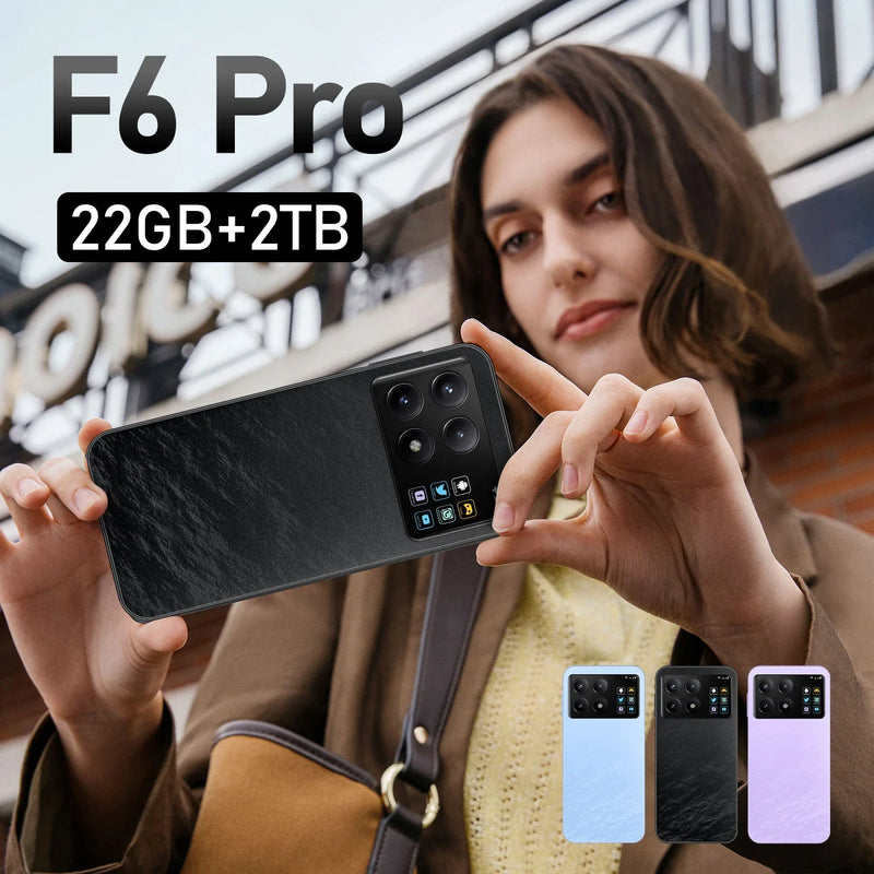 Super F6 Pro Smartphone 4G 5G 7.3inch Android 14 22G+2T Snapdragon 8 Gen3 Dual SIM Phone 8000mAh  Mobile Phone