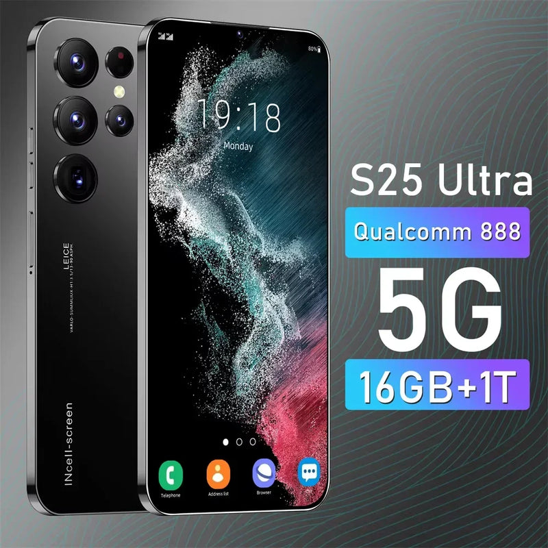 S25 Ultra Smart phone 7.3 inch Full Screen 4G 5G Dual SIM Cell Phone 22TB+2TB 7800mAh 10 Core Super Mobile Phones