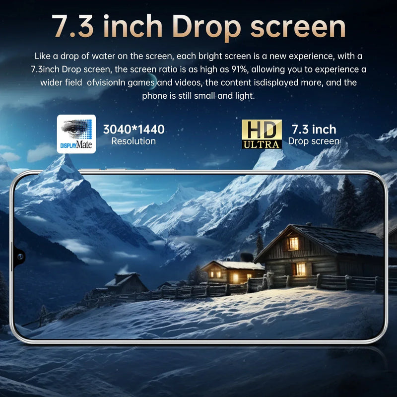 Pova 6 Pro Smartphone 22GB+2TB 7.3 inch Large Screen 8000mAh 4G 5G Dual SIM Cellphone 108MP Camera 10 Core Chip Super Game Phone