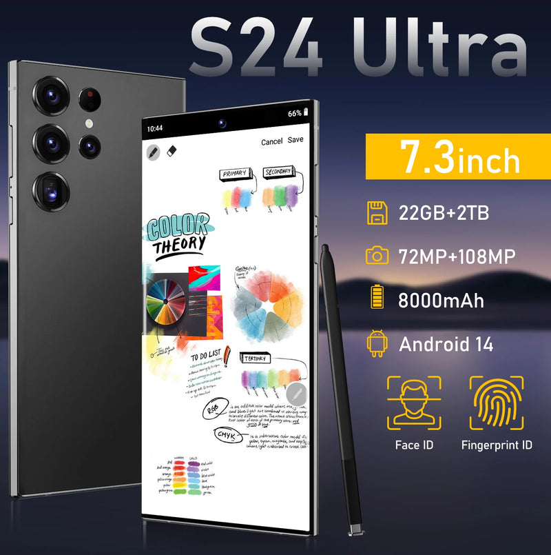 S24 Ultra SmartPhone 5G 7.3 HD 22GB+2TB Phone 4G Dual Sim Celulares Android14 8000mAh 10Core Super Phone