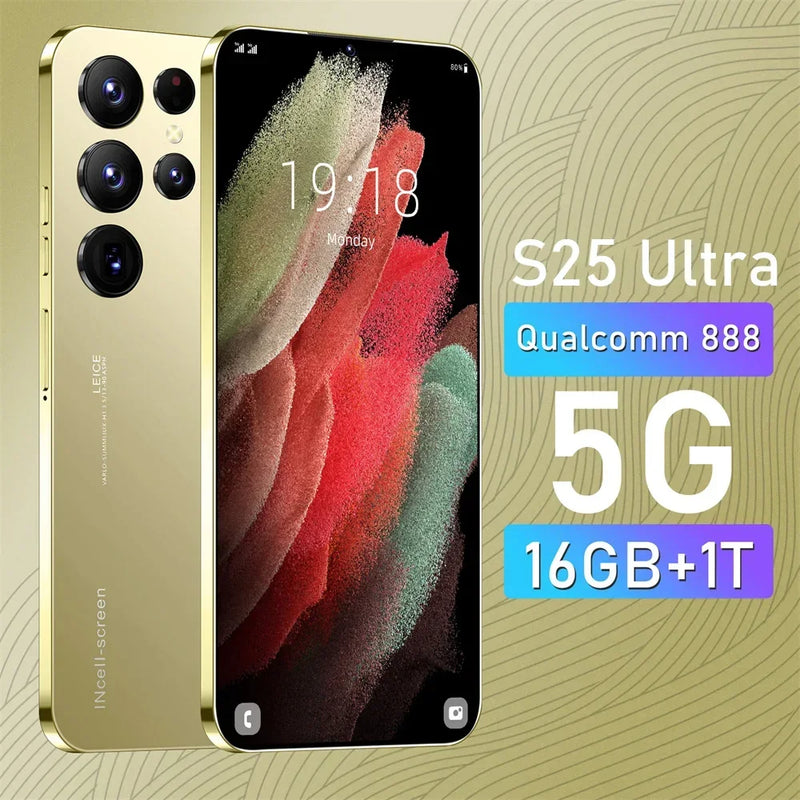 S25 Ultra Smart phone 7.3 inch Full Screen 4G 5G Dual SIM Cell Phone 22TB+2TB 7800mAh 10 Core Super Mobile Phones