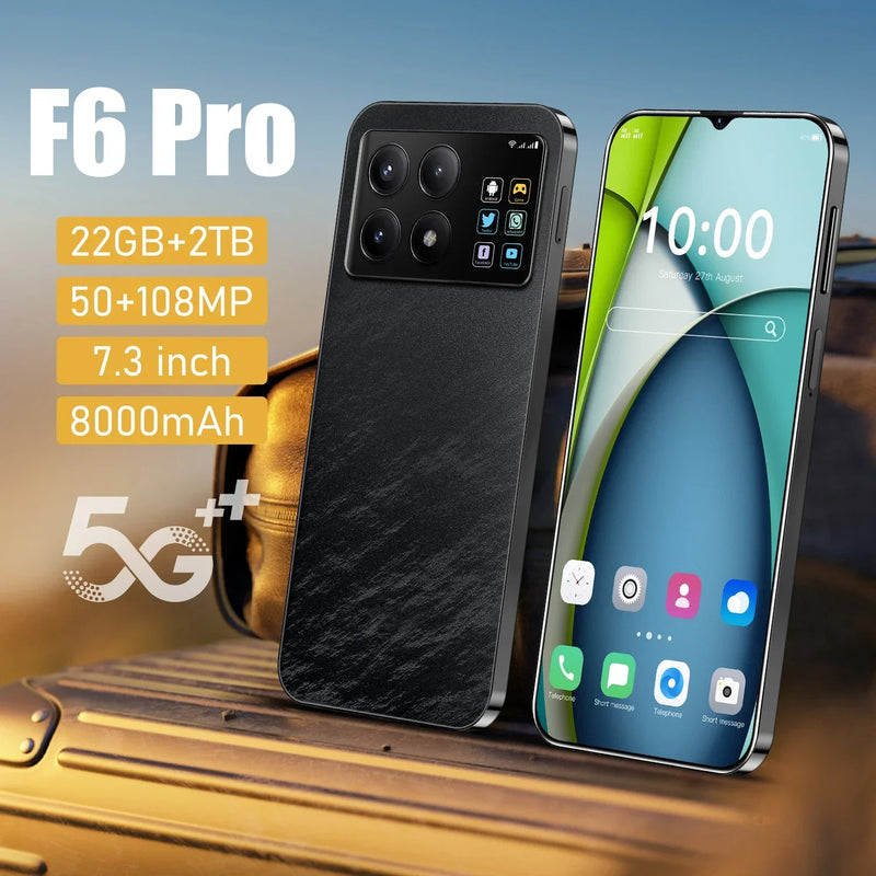 Super F6 Pro Smartphone 4G 5G 7.3inch Android 14 22G+2T Snapdragon 8 Gen3 Dual SIM Phone 8000mAh  Mobile Phone